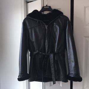 100% leather fur lined jacket